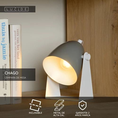 Lucide CHAGO - Lámpara de mesa - 1xE14 - Gris - USP